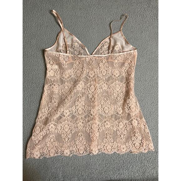 Valerie Stevens Cami Tank Top Large Sheer Lace Gold Sequin Pink Coquette Y2K - Picture 6 of 10